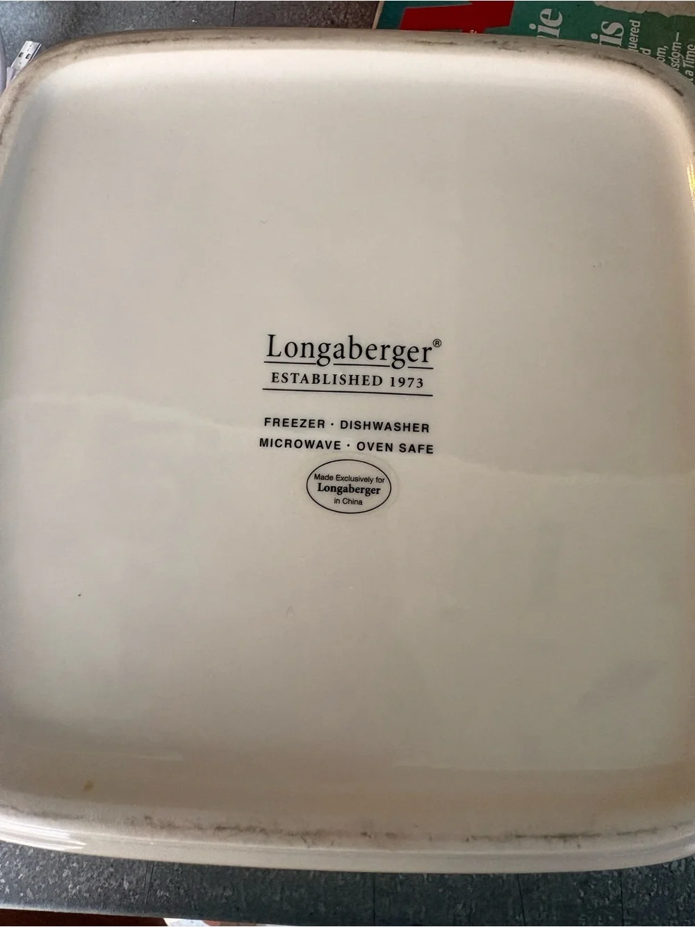 Longaberger Holiday Poinsettia Ceramic Baking Dish - Red, Green, Brown